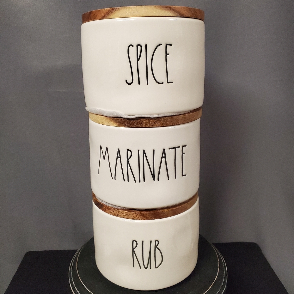 Rae Dunn Spice Marinate Rub Stack Jars